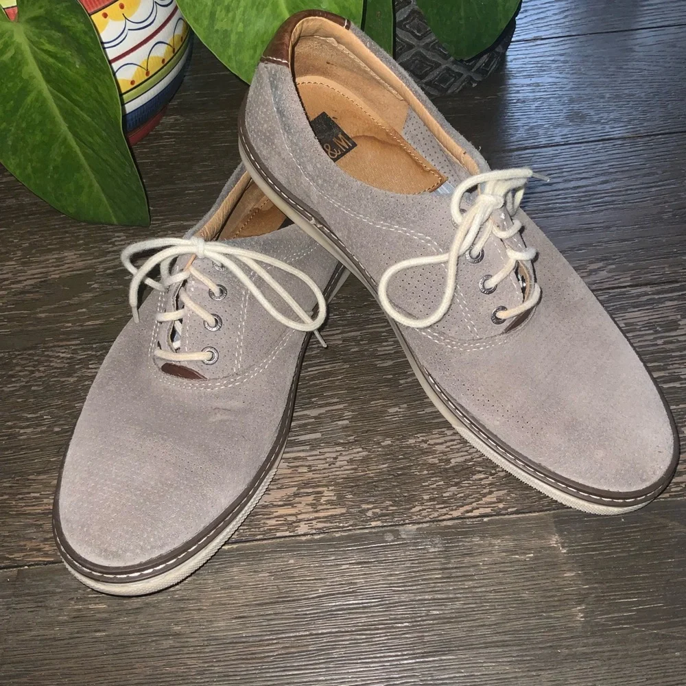 Johnston & Murphy Men's McGuffey Plain Toe Shoe Gray OIled Leather 8